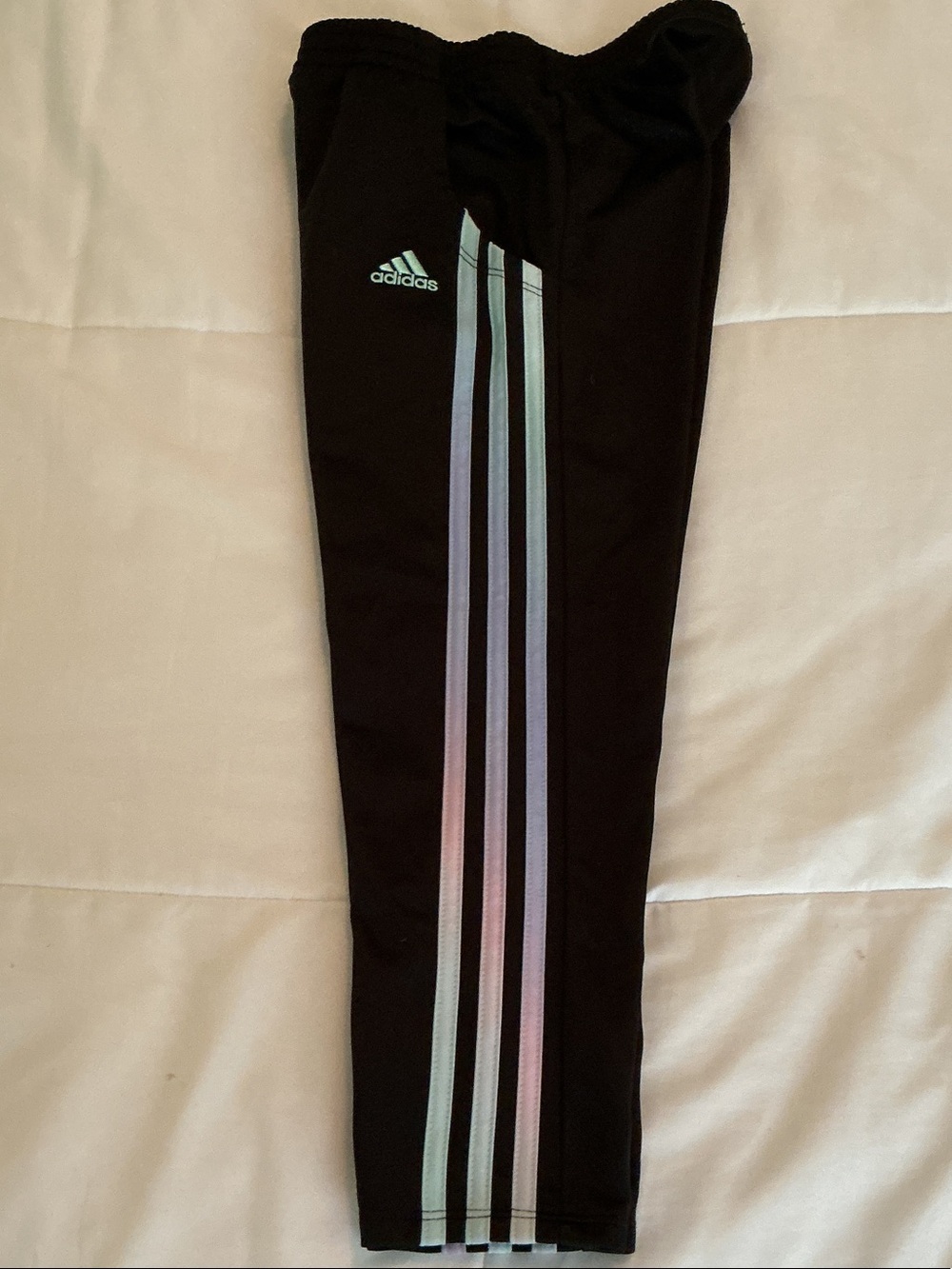 adidas -  Black Kids Sweatpants with Pastel Gradient Stripes